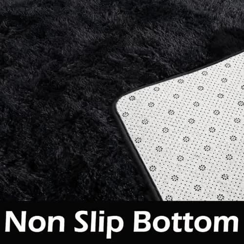 HOMORE Black Rug for Bedroom 4x6 | Fluffy Non Slip Area Rug for Kids Room thumbnail 5