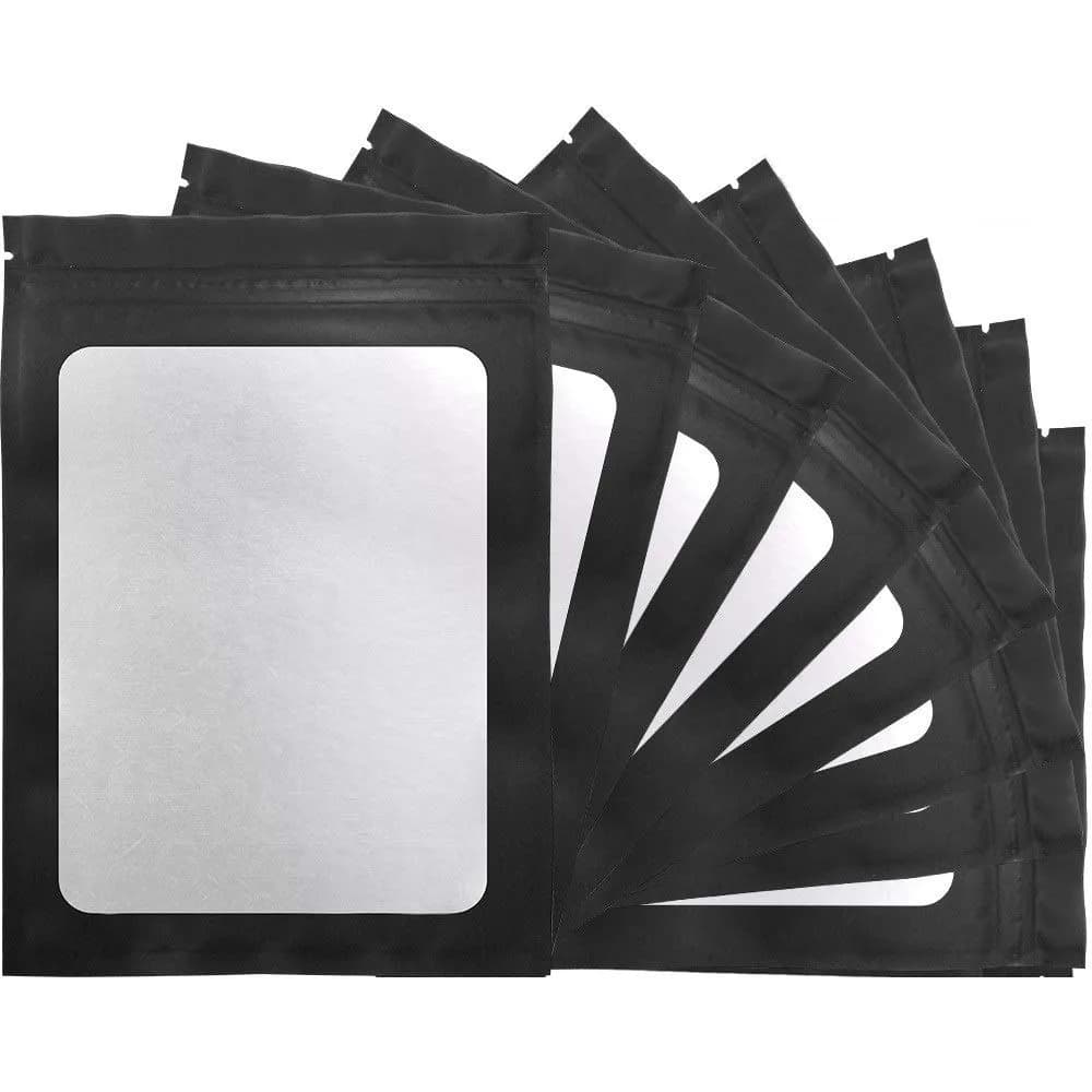 STUs 100 Pack Mylar Bags 5.5 x 7.9 Inch Resealable Smell Proof Bags with Clear Window Foil