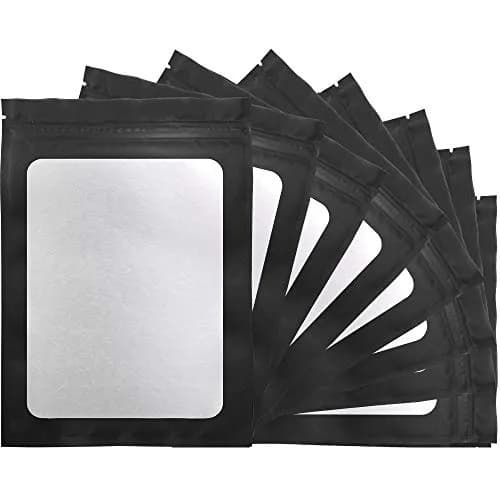STUs 100 Pack Mylar Bags 5.5 x 7.9 Inch Resealable Smell Proof Bags with Clear Window Foil thumbnail 1