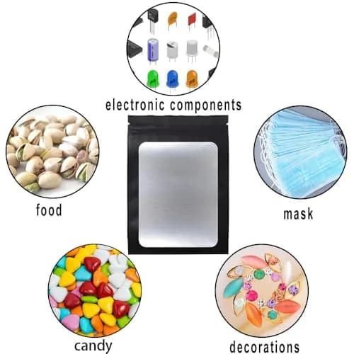 STUs 100 Pack Mylar Bags 5.5 x 7.9 Inch Resealable Smell Proof Bags with Clear Window Foil thumbnail 4