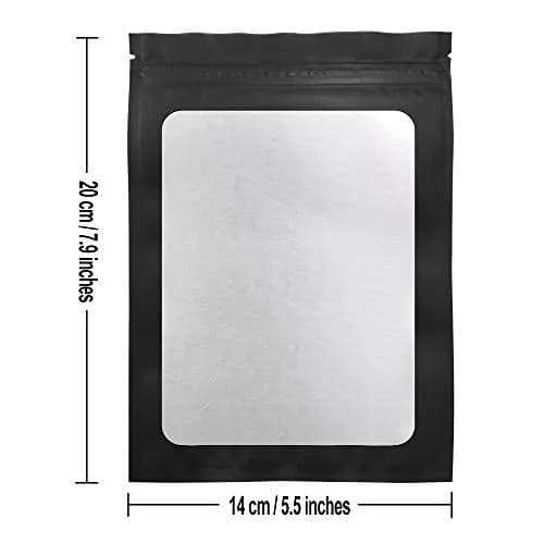 STUs 100 Pack Mylar Bags 5.5 x 7.9 Inch Resealable Smell Proof Bags with Clear Window Foil thumbnail 2
