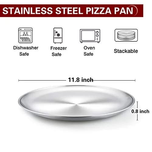 TeamFar 12 Inch Pizza Pan | Stainless Steel Baking Tray Set of 4 | Rust-Resistant & Dishwasher Safe thumbnail 2