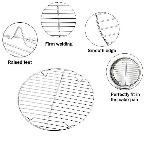 TeamFar 9 Inch Round Cooling Rack Set of 4 | Heavy Duty Stainless Steel, Rust Resistant, Dishwasher Safe thumbnail 2