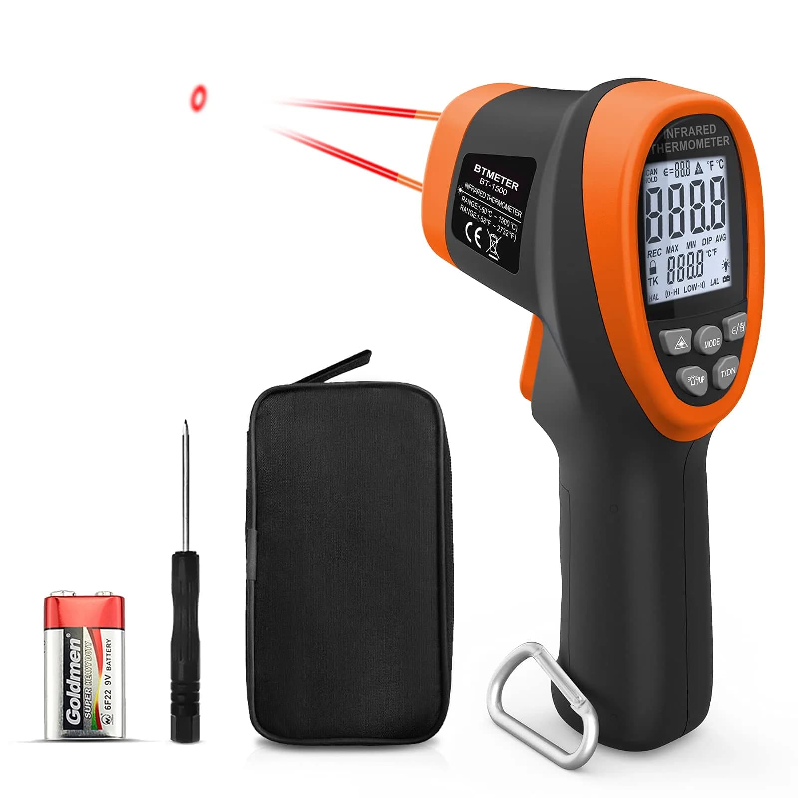BTMETER BT-1500 Pyrometer -58℉ to 2732℉ Infrared Laser Thermometer Gun for Industrial & Automotive Use