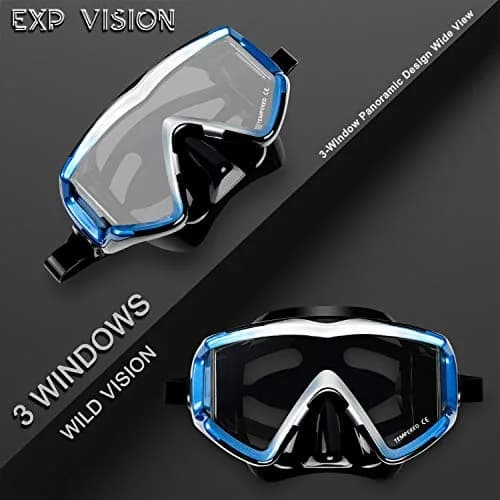 EXP VISION Pano 3 Panoramic View Dive Mask, Tempered Glass Lens Scuba Snorkeling Mask 280g (9.9 oz) | Wide View for Freediving thumbnail 4