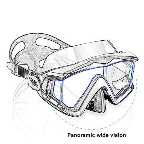 EXP VISION Pano 3 Panoramic View Dive Mask, Tempered Glass Lens Scuba Snorkeling Mask 280g (9.9 oz) | Wide View for Freediving thumbnail 5