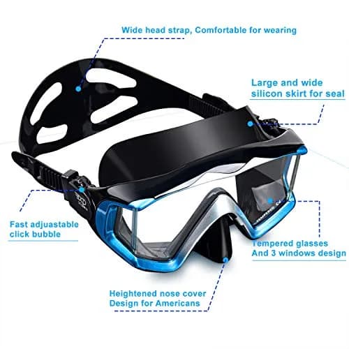 EXP VISION Pano 3 Panoramic View Dive Mask, Tempered Glass Lens Scuba Snorkeling Mask 280g (9.9 oz) | Wide View for Freediving thumbnail 3