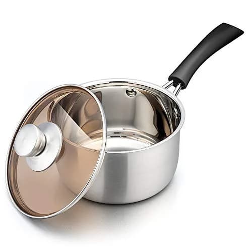 TeamFar 2 Quart Stainless Steel Saucepan with Lid | 1.89 L (2 qt) Milk Pot for Small Batches thumbnail 1