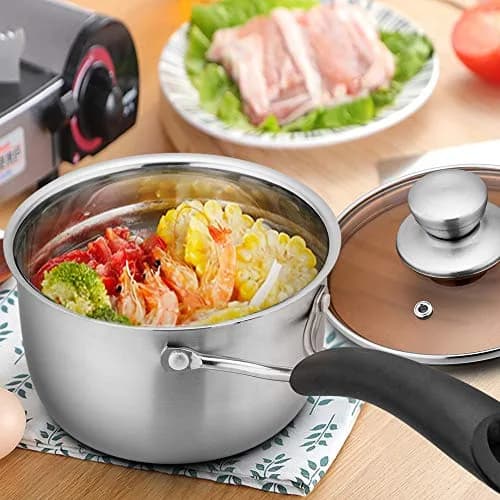 TeamFar 2 Quart Stainless Steel Saucepan with Lid | 1.89 L (2 qt) Milk Pot for Small Batches thumbnail 7