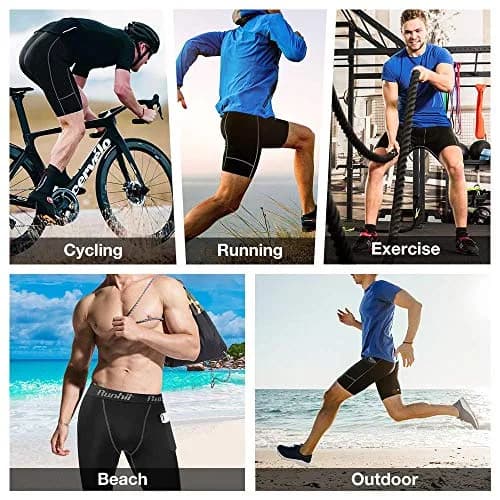 Runhit Men's Compression Shorts with Pockets 3 Pack | Moisture-Wicking, Flatlock Stitching, Elastic Waistband (X-Large) thumbnail 7