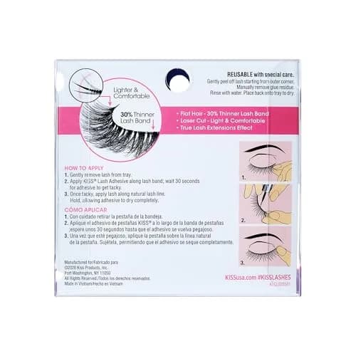 KISS Lash Couture LuXtensions False Eyelashes, Royal Satin, 1 Pair, 10mm Flat Lash | Natural Look Reusable D/C/J Curl Mix thumbnail 9