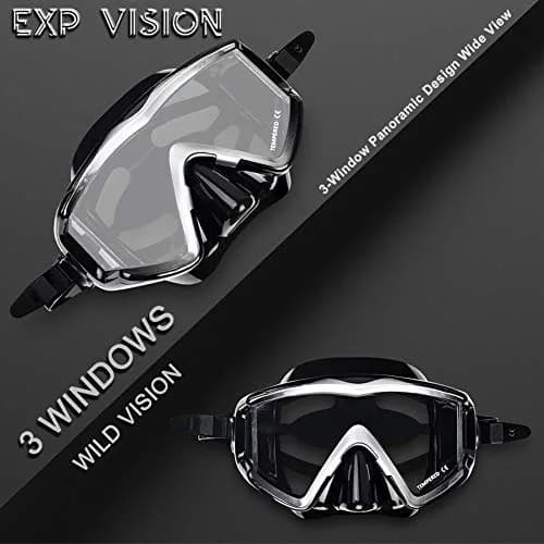 EXP VISION Pano 3 Window Scuba Diving Mask, Tempered Glass Snorkel Mask 260 ml (0.26 kg) | Wide View Anti-Fog Swim Mask thumbnail 4
