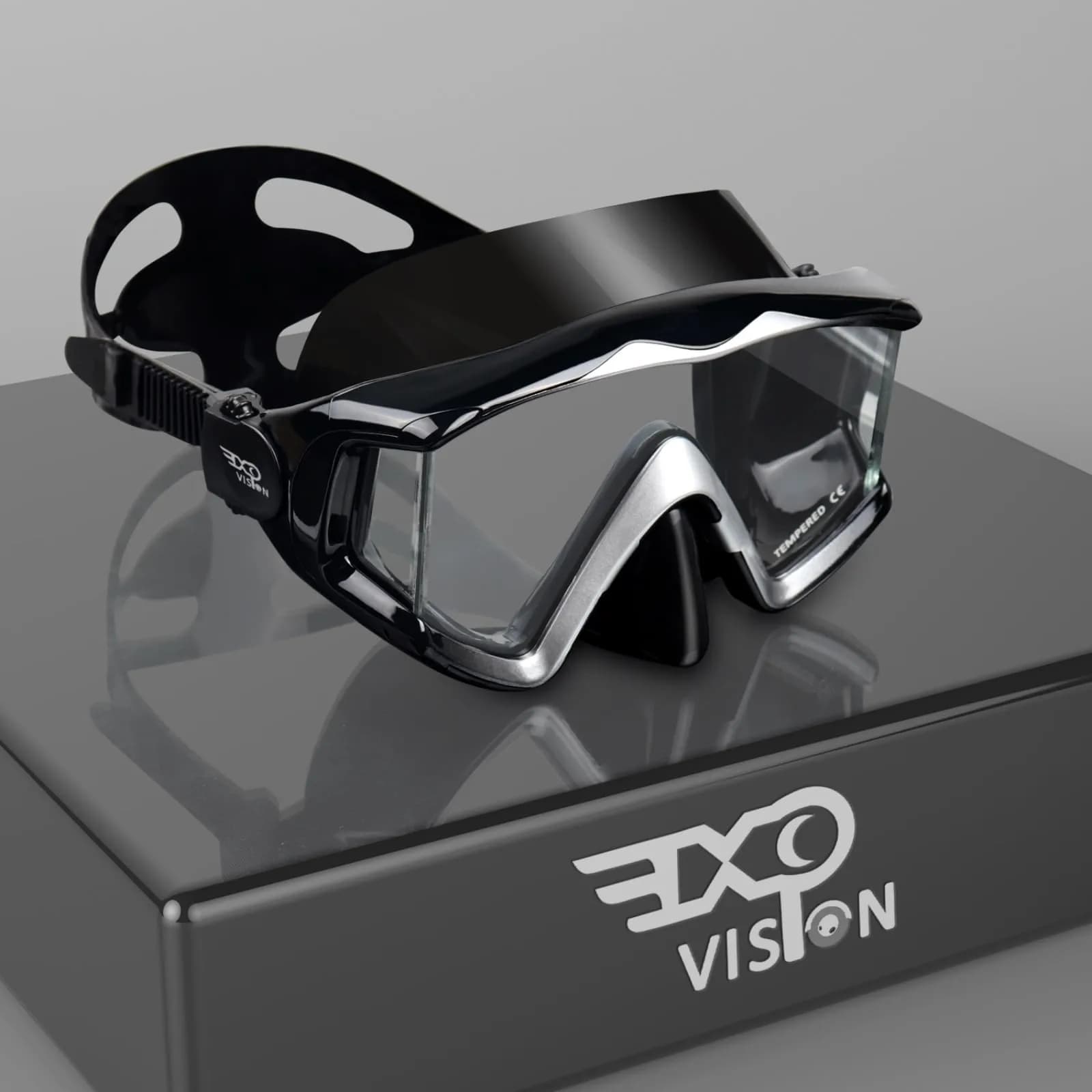 EXP VISION Pano 3 Window Scuba Diving Mask, Tempered Glass Snorkel Mask 260 ml (0.26 kg) | Wide View Anti-Fog Swim Mask - main product image