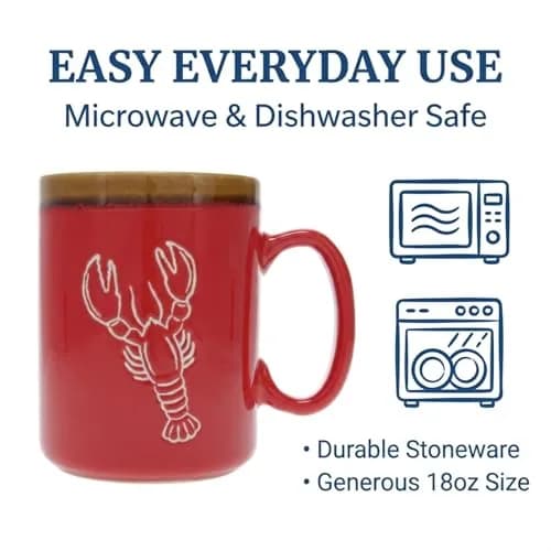 Cape Shore 18oz Hand Glazed Stoneware Mug with Lobster Design | Nautical Coffee Mug for Daily Use thumbnail 4