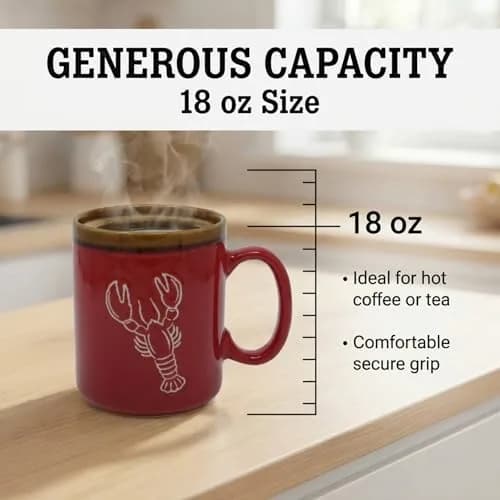 Cape Shore 18oz Hand Glazed Stoneware Mug with Lobster Design | Nautical Coffee Mug for Daily Use thumbnail 6