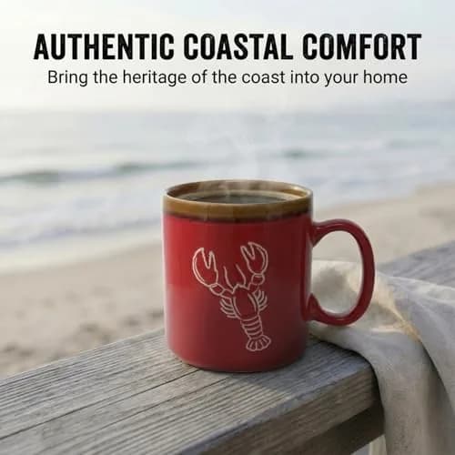 Cape Shore 18oz Hand Glazed Stoneware Mug with Lobster Design | Nautical Coffee Mug for Daily Use thumbnail 2