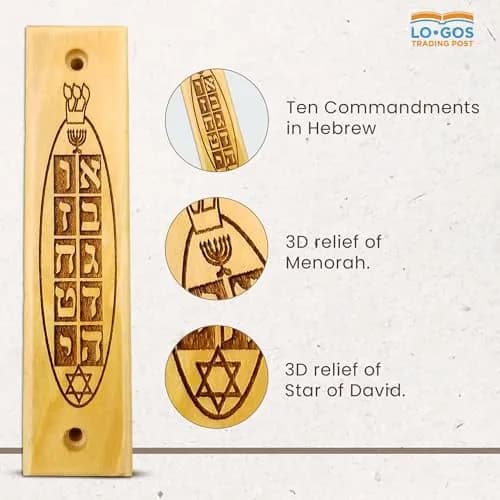 Logos Trading Post Olive Wood Mezuzah with Prayer Scroll | Handcrafted Religious Wall Decor from Israel thumbnail 4