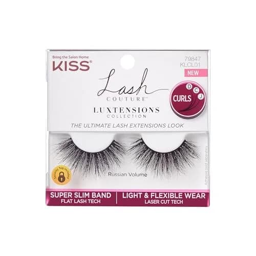 KISS Lash Couture LuXtensions False Eyelashes, Russian Volume Style, 16mm, 1 Pair Strip Lashes | Real Lash Extension Fibers thumbnail 1