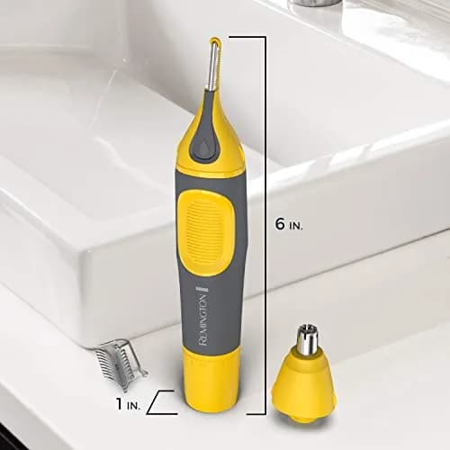 Remington Virtually Indestructible Nose, Ear & Brow Trimmer, Yellow, NE3871 | Waterproof, Rechargeable, Stainless Steel Blades thumbnail 7