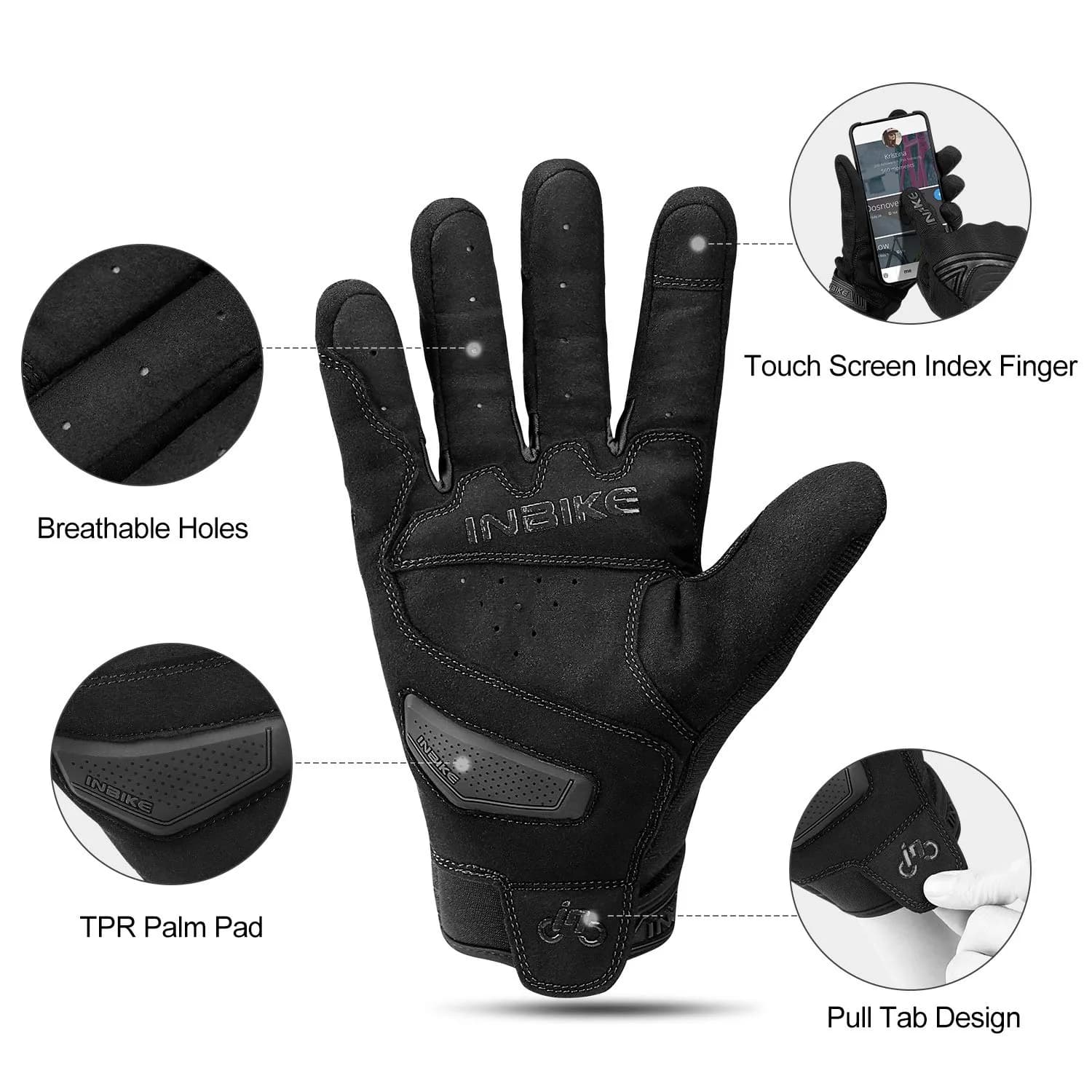 INBIKE Breathable Mesh Motorcycle Gloves with TPR Palm Pad & Touchscreen Small | Riding Protection for Indian Roads - view 2