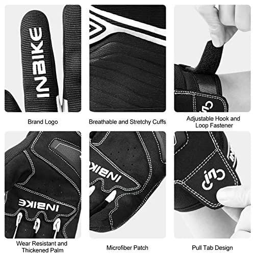 INBIKE Breathable Mesh Motorcycle Riding Gloves with Touchscreen & TPR Palm Pad, Black/White, Small | Lightweight & Flexible for Summer thumbnail 5