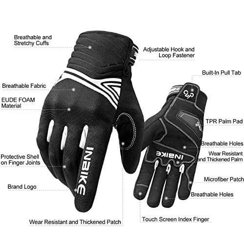 INBIKE White Small Breathable Mesh Motorcycle Gloves with TPR Palm Pad & Touchscreen - view 2
