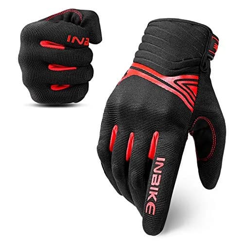 INBIKE Breathable Mesh Motorcycle Gloves with TPR Palm Pad & Touchscreen Small | Riding Protection for Indian Roads — Red / Large