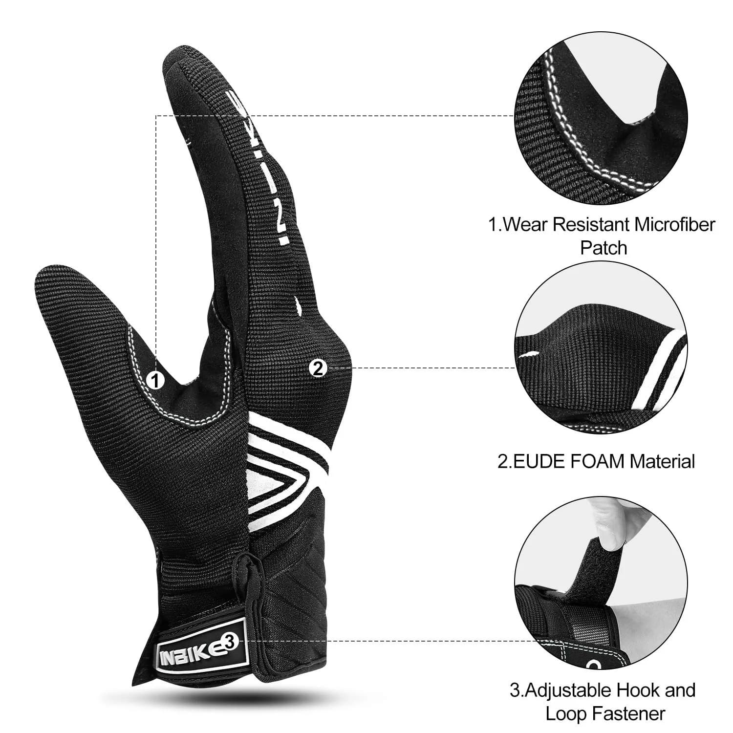 INBIKE White Breathable Mesh Motorcycle Gloves with TPR Palm Pad & Touchscreen - Medium thumbnail 3