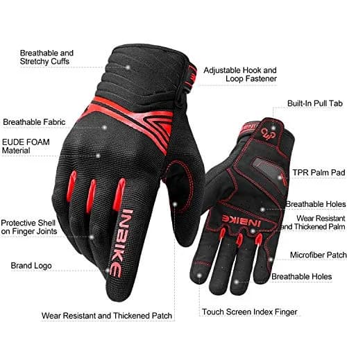 INBIKE Red Medium Motorcycle Gloves: Breathable Mesh with TPR Palm Pad & Touchscreen - view 2