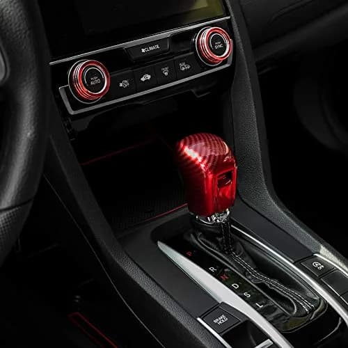 Thenice CVT Gear Shifting Knob Cover for Honda Civic 2016-2021 | Red Carbon Fiber Finish thumbnail 6