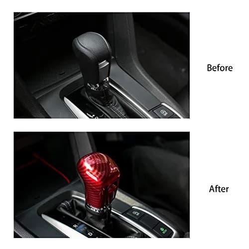 Thenice CVT Gear Shifting Knob Cover for Honda Civic 2016-2021 | Red Carbon Fiber Finish thumbnail 7