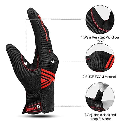 INBIKE Red XX-Large Breathable Mesh Motorcycle Gloves with TPR Palm Pad & Touchscreen - view 3