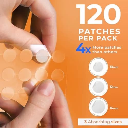 PatchRx Acne Patches 120 Count | Hydrocolloid Pimple Patches for Face with 3 Sizes thumbnail 2