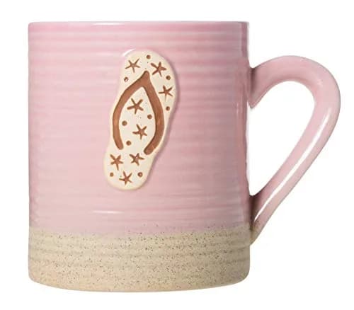 Cape Shore 15oz Sandy Stoneware Pottery Mug (Flip Flop) | Beach Vibe Ceramic Coffee Mug thumbnail 1