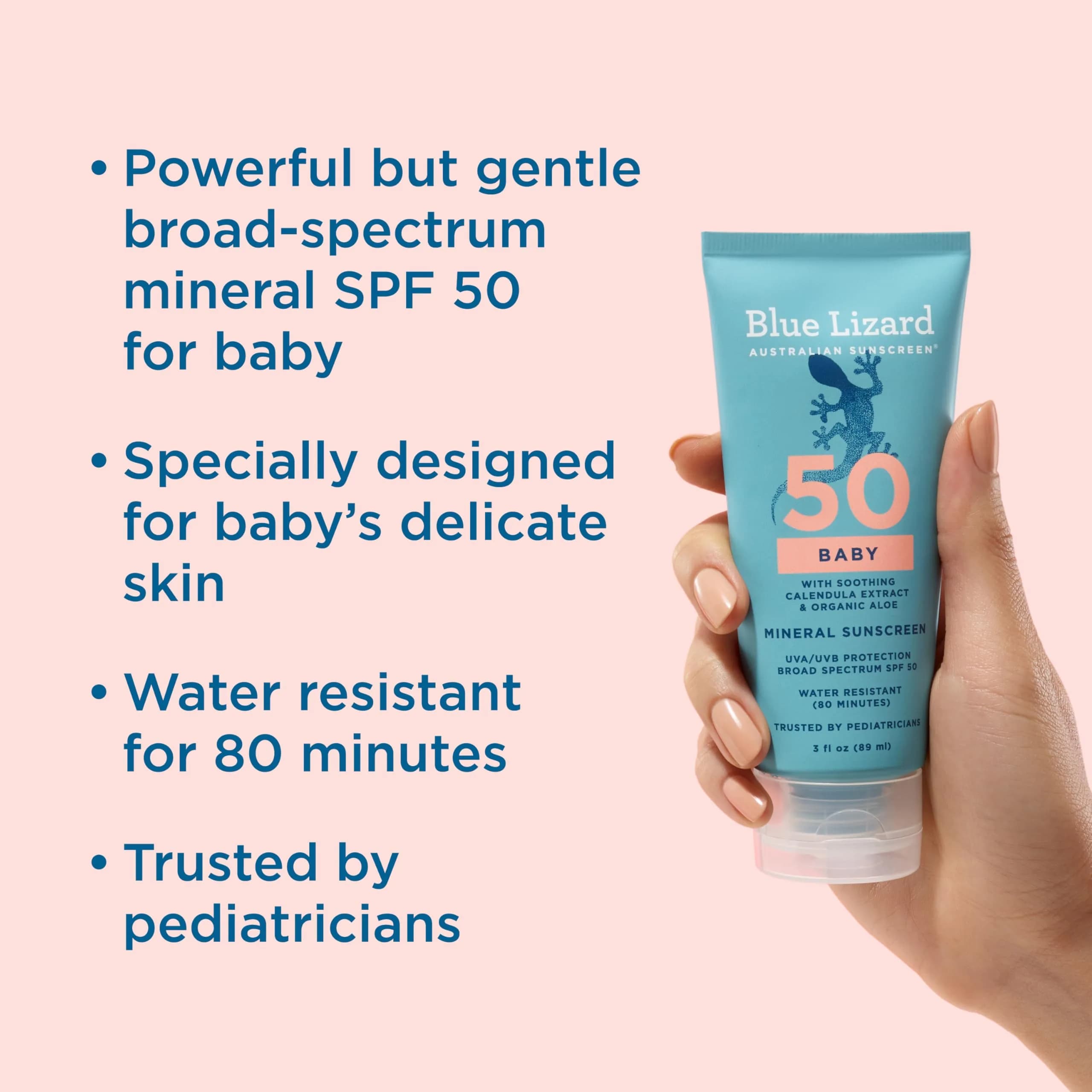 BLUE LIZARD Baby Mineral Sunscreen SPF 50+ 89ml (3 Fl Oz) | Smart Cap Technology & Reef Safe - view 2