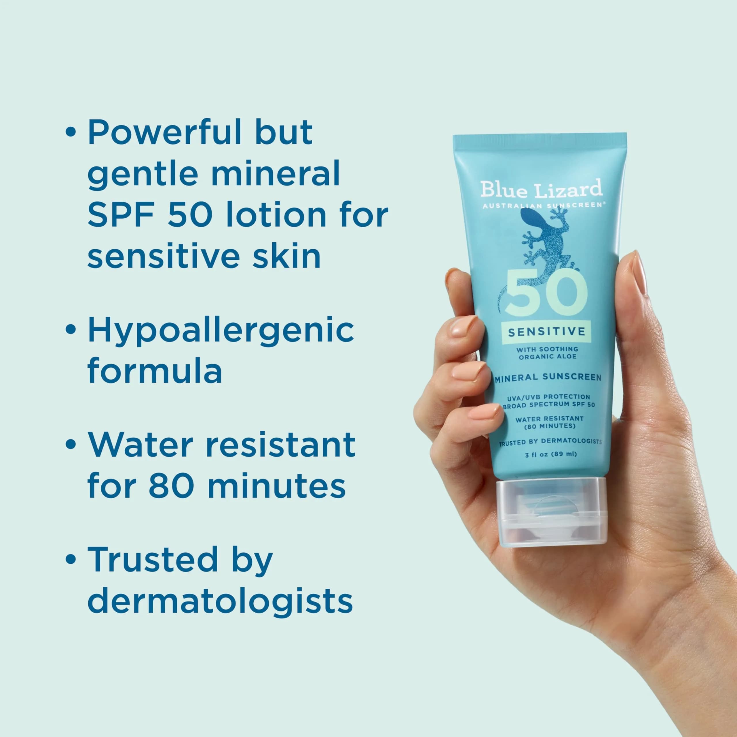 BLUE LIZARD Sensitive Mineral Sunscreen Stick SPF 50, Zinc Oxide, 3 oz. Tube | Water Resistant Sunscreen for Sensitive Skin - view 2
