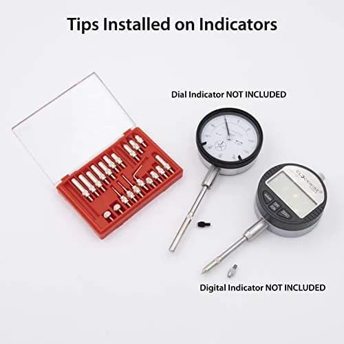 Clockwise Tools Digital Dial Indicators Tip Set, DIPR-01 22 Pieces, UNF 4-48 Threaded | Precision Measurement Tools for Accurate Inspection thumbnail 3