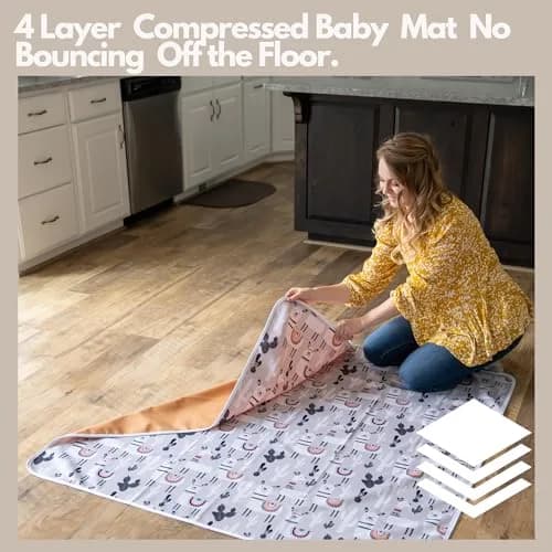 BABYBOET Splat Mat for Baby – Waterproof 4-Layer High Chair Floor Mat 51” x 51” | Spill-Proof & Non-Toxic thumbnail 5