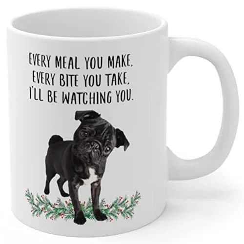 Lovesout Funny Pug Black Gifts For Women Coffee Mug 295ml (10oz) | Printed on Both Sides thumbnail 1