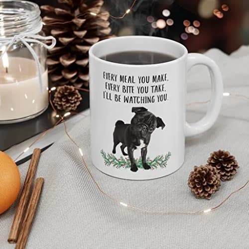 Lovesout Funny Pug Black Gifts For Women Coffee Mug 295ml (10oz) | Printed on Both Sides thumbnail 6