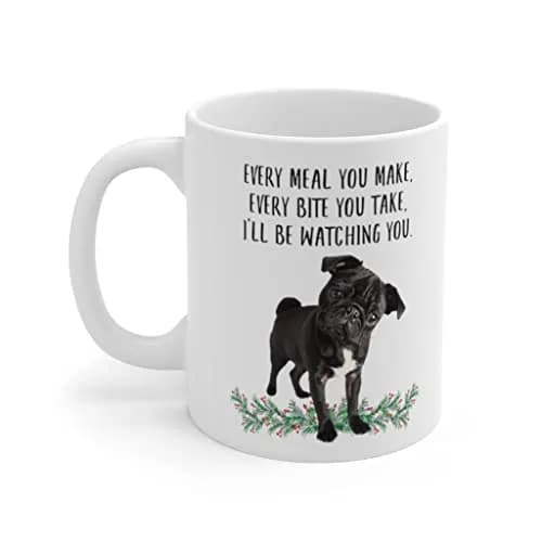 Lovesout Funny Pug Black Gifts For Women Coffee Mug 295ml (10oz) | Printed on Both Sides thumbnail 3