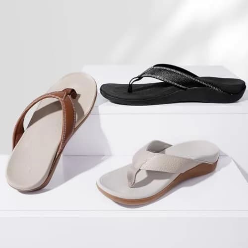 ERGOfoot Orthotic Flip Flops with Arch Support for Men Women Black 3cm (1.18in) Heel thumbnail 6