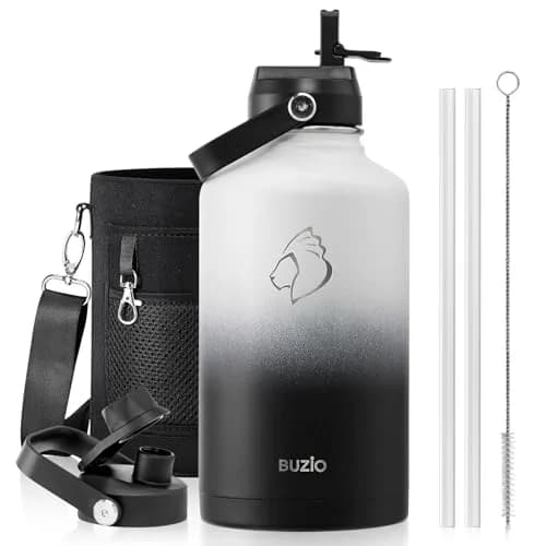 BUZIO 64 oz Insulated Stainless Steel Water Bottle with Dust-proof Lids | Keeps Cold 48H & Hot 24H | BPA-Free thumbnail 1