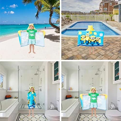 Franco Despicable Me Minions Hooded Towel Wrap 64cm x 127cm | Fun Cartoon Character for Kids thumbnail 6