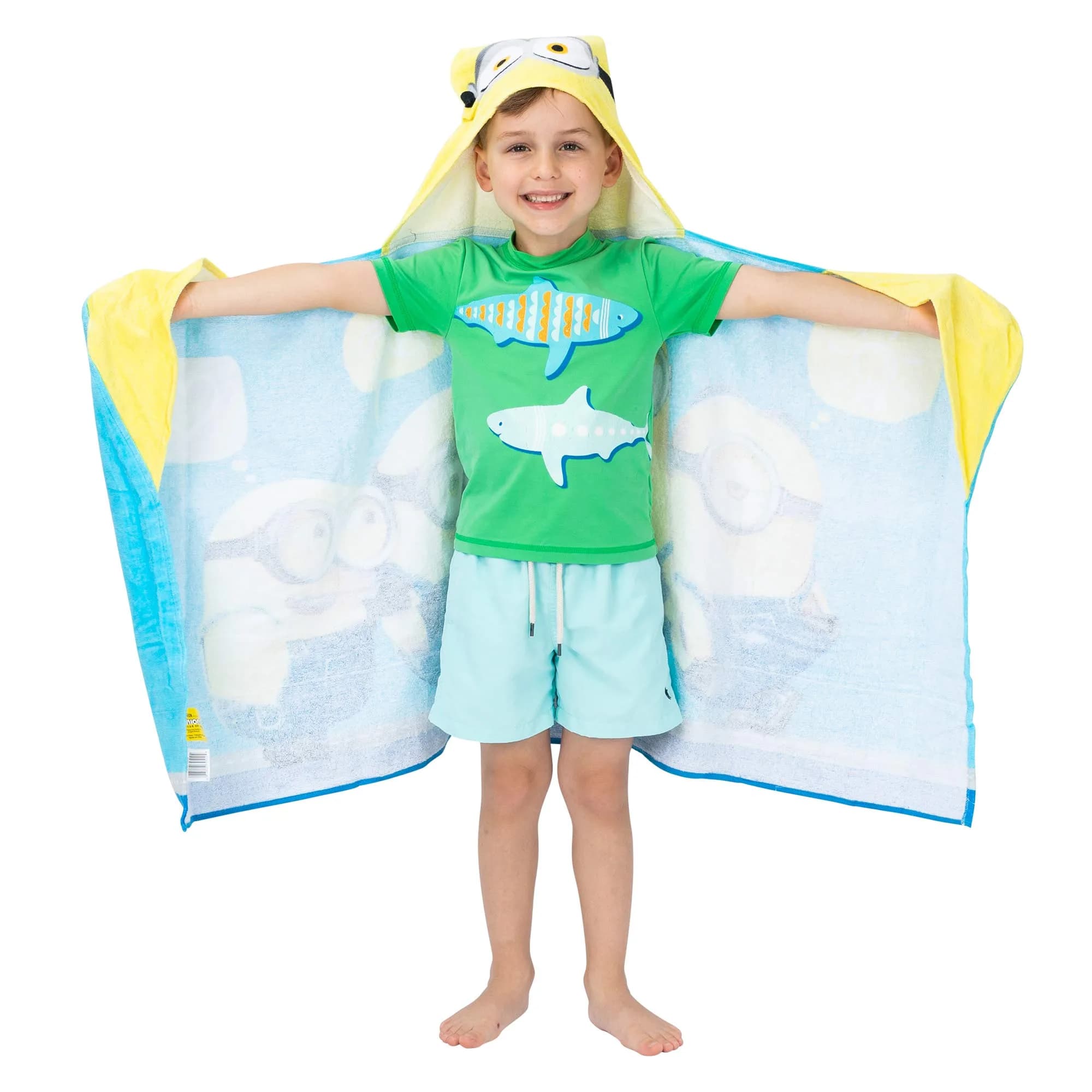 Franco Despicable Me Minions Hooded Towel Wrap 64cm x 127cm | Fun Cartoon Character for Kids - view 2
