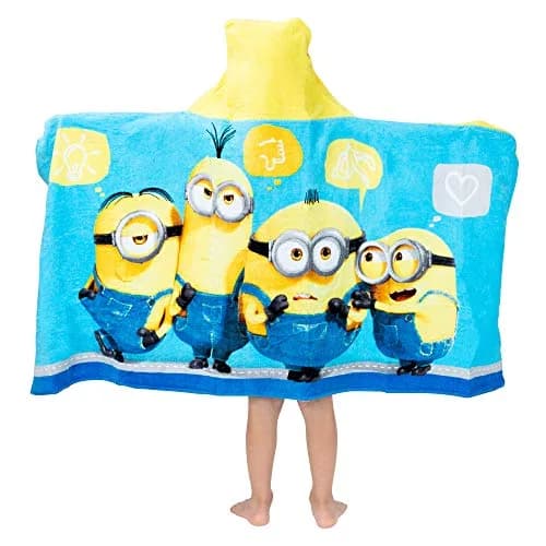 Franco Despicable Me Minions Hooded Towel Wrap 64cm x 127cm | Fun Cartoon Character for Kids thumbnail 3