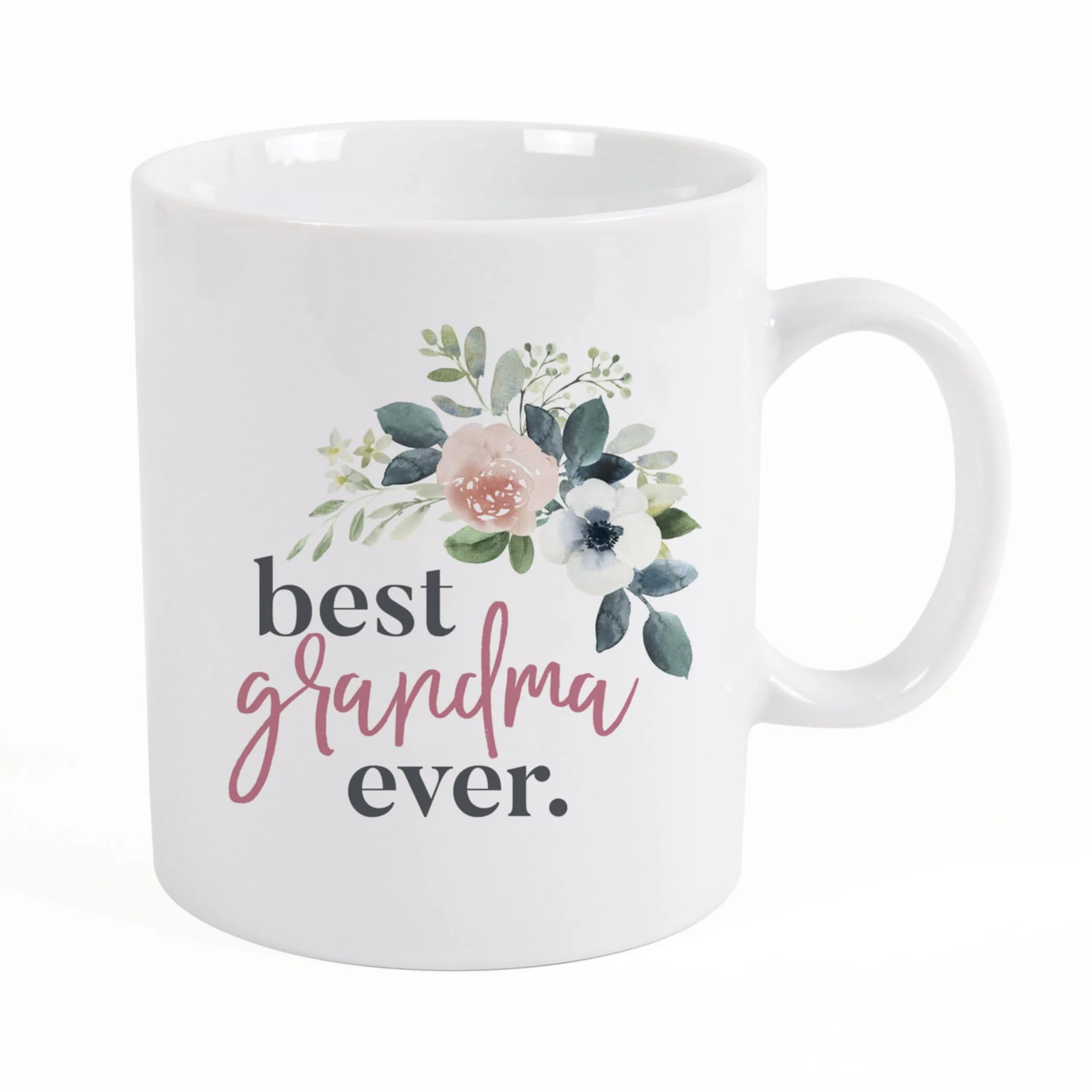 P. Graham Dunn Best Grandma Ever Floral Pink 15 oz Porcelain Coffee Mug | Inspirational Gift for Grandma