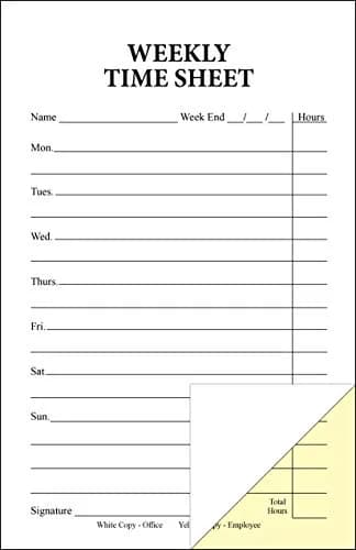 Becks Printing Weekly Time Sheets on 2 Part Carbonless Paper 5.5" x 8.5" | Employee Hours Tracking thumbnail 1