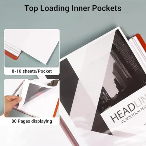 KOKUYO 40-Pocket Binder with Plastic Sleeves (Orange), A4 Art Portfolio Folder with Clear Sheet Protectors | Japan Import thumbnail 4