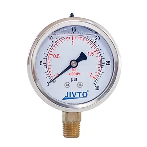 JIVTO Pressure Gauge Glycerin Liquid Filled 2.5" | Precise & Durable for Industrial Use thumbnail 1